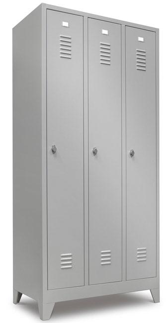 Garderobekast | 190 x 90 x 50 cm | 3-delig | Lichtgrijs