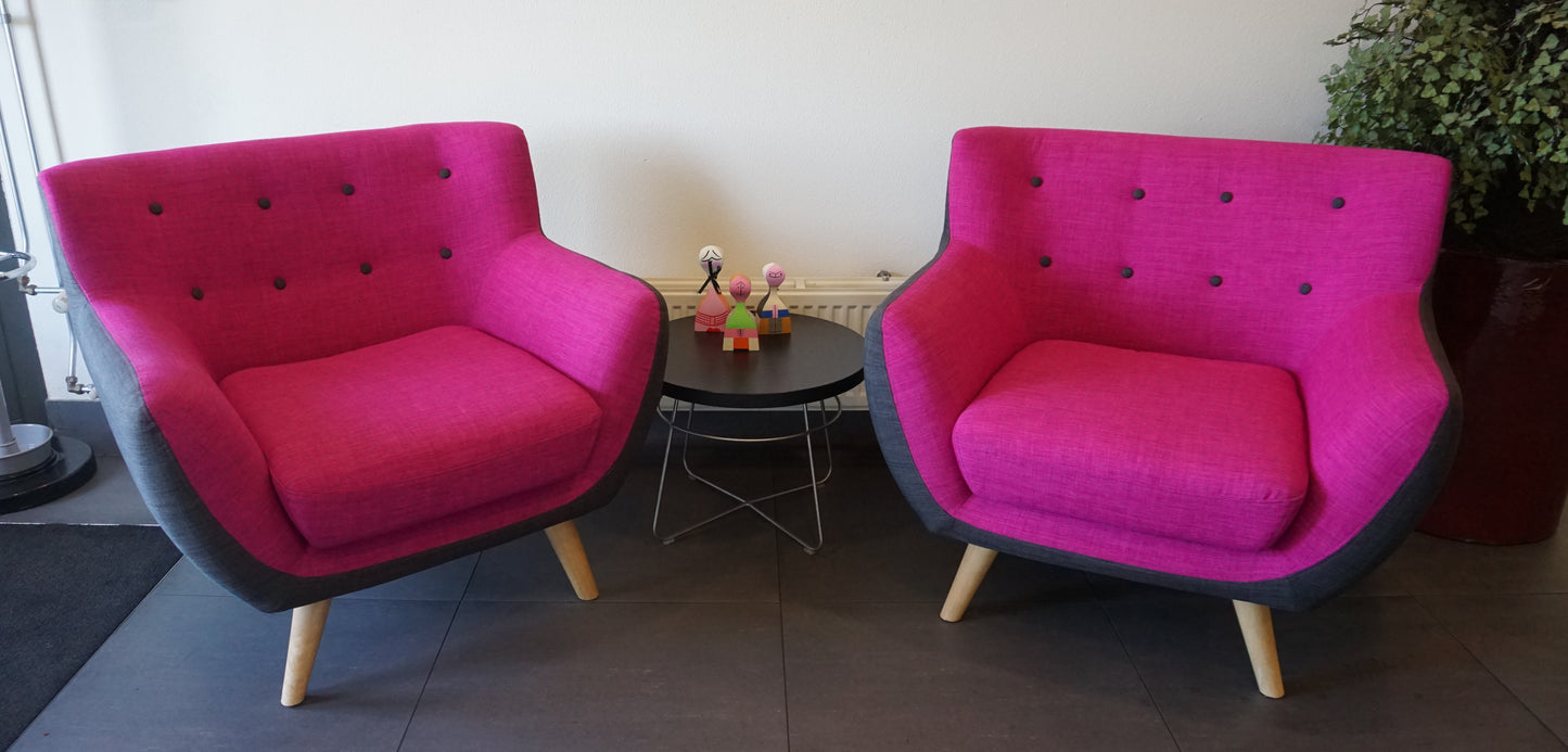 Design Fauteuil | Design Stoel | Fuchsia / Grijs