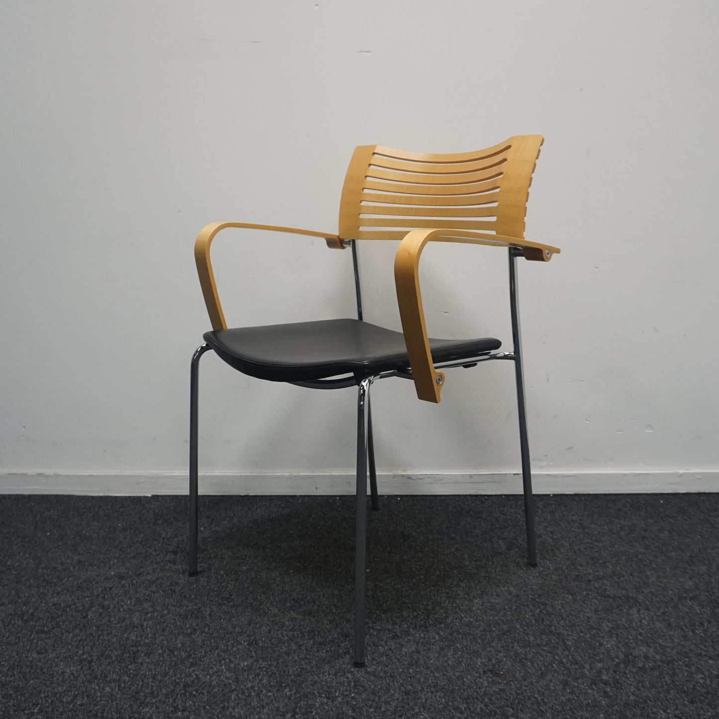 Fritz Hansen Runner Chair Design Stoel | Armleuningen | Hout | Leer