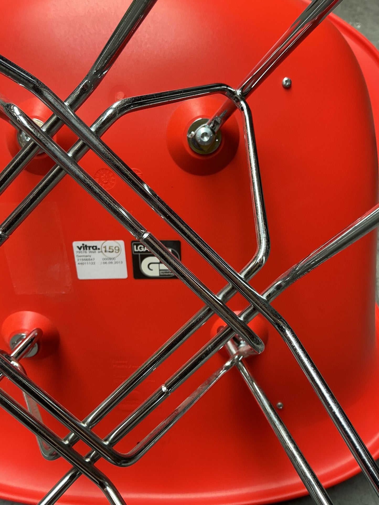 Vitra Eames Dar | Rood | Chroom | met zitkussen Grijs Gemêleerd