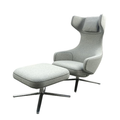 Vitra Grand Repos Design Fauteuil met Ottoman | Pebble Grey