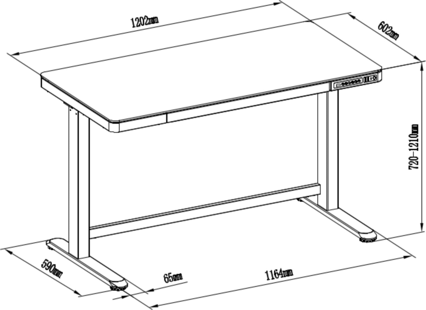 Zit-sta Bureau ES Line | Elektrisch | 120 x 60 cm | 72 - 121 cm Hoogte | Diverse Kleuren