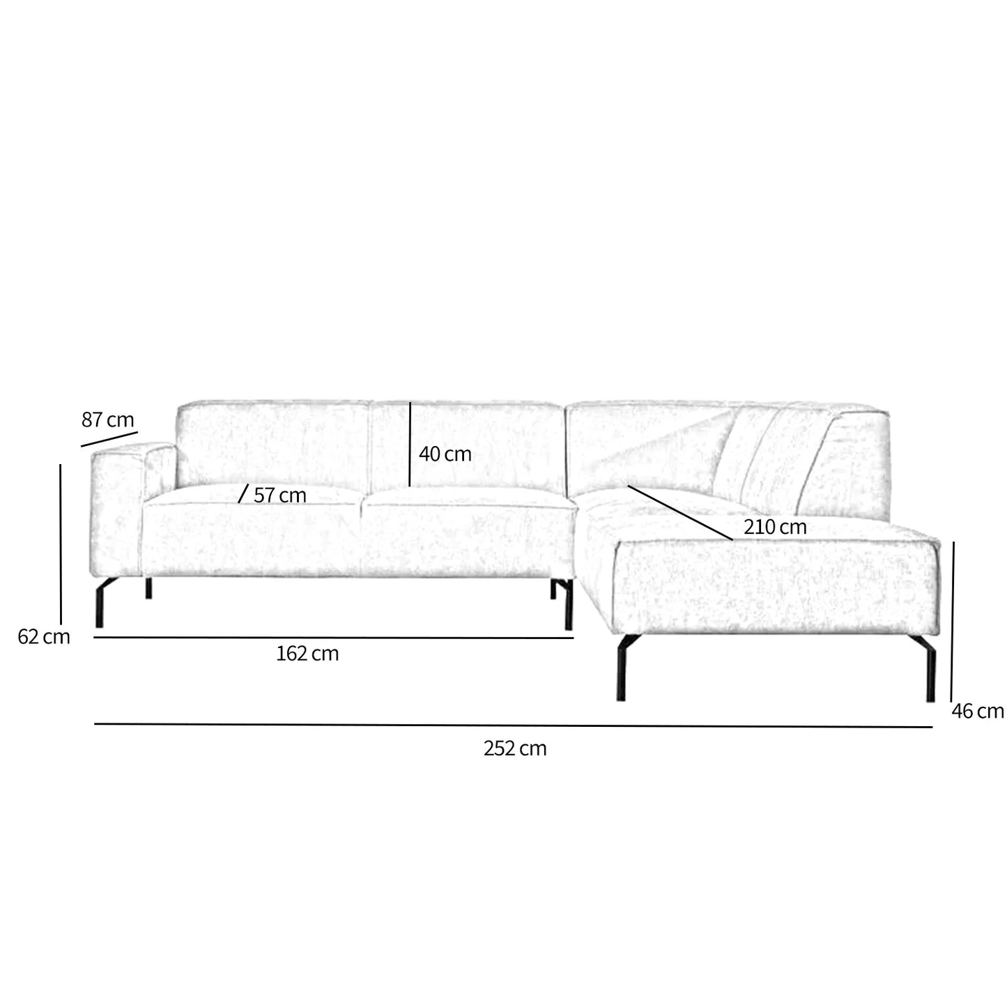 Loungebank Kansas | Hoekbank | Ribstof | Leverbaar in Diverse Kleuren