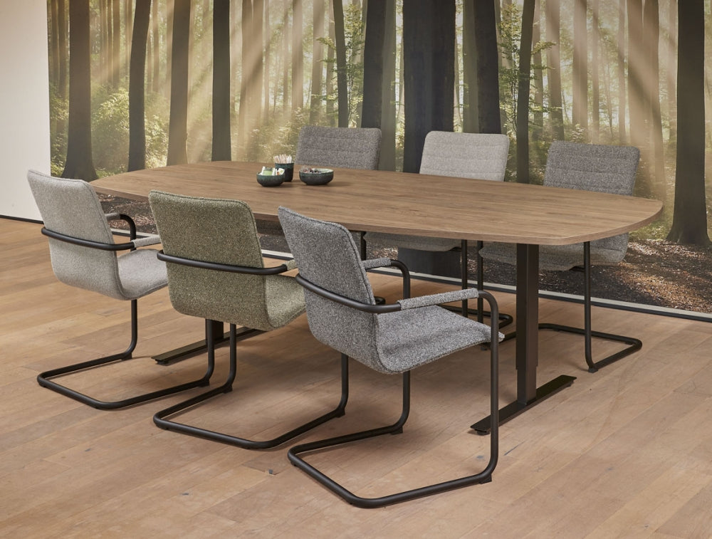 Vergadertafel Teezz | Deens ovaal | Hoogte verstelbaar | 240 x 120 cm