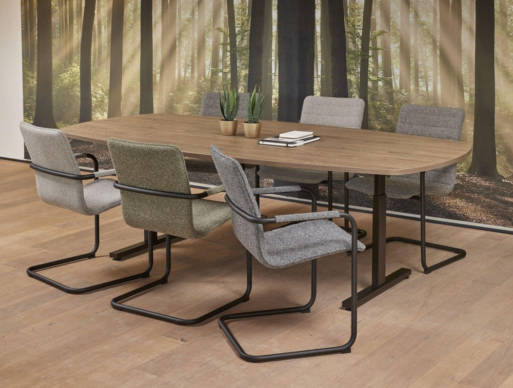 Vergadertafel Easy | Deens Ovaal | Hoogte verstelbaar | 240 x 120 cm