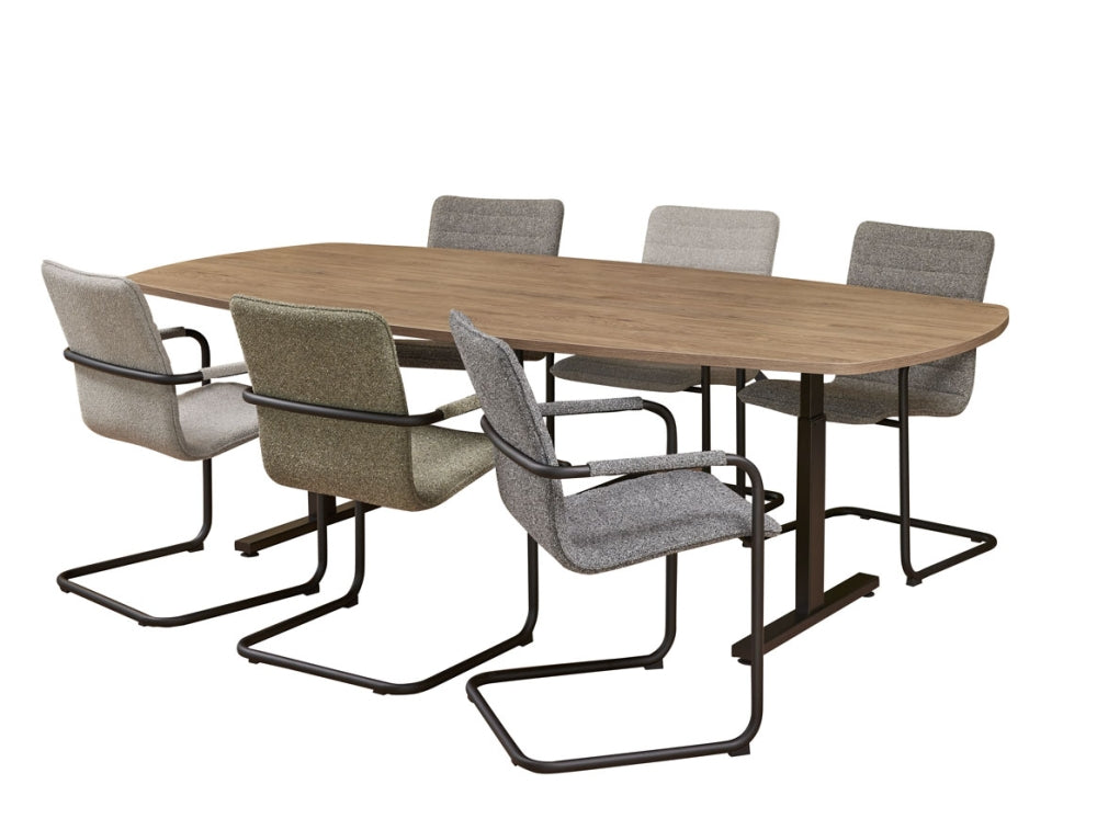 Vergadertafel Easy | Deens Ovaal | Hoogte verstelbaar | 240 x 120 cm