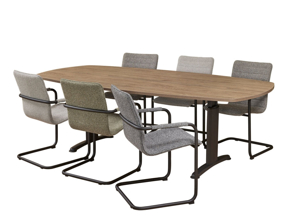 Vergadertafel Work | Deens Ovaal | Hoogte verstelbaar | 240 x 120 cm