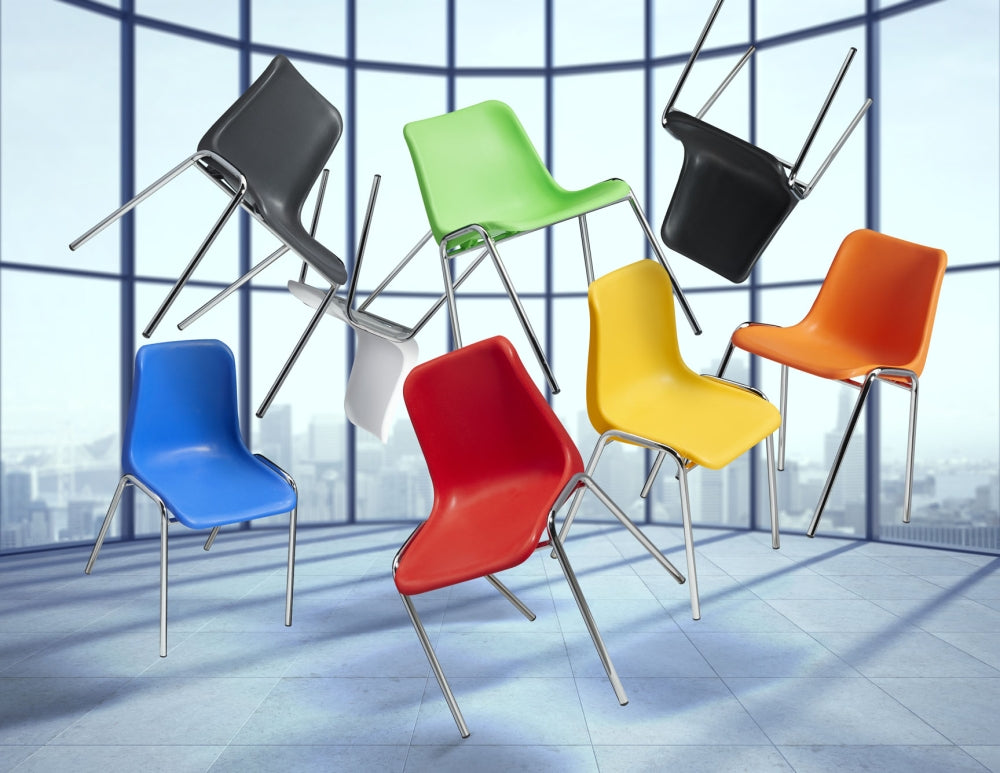 Kantinestoel type Sabine | Chroom Frame | Leverbaar in Diverse Kleuren