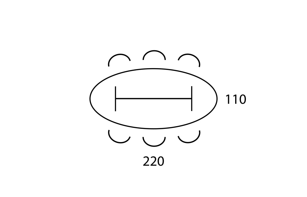 Bartafel type V | Vergadertafel | Ellips | 220 x 110 cm | Leverbaar In Diverse Kleuren