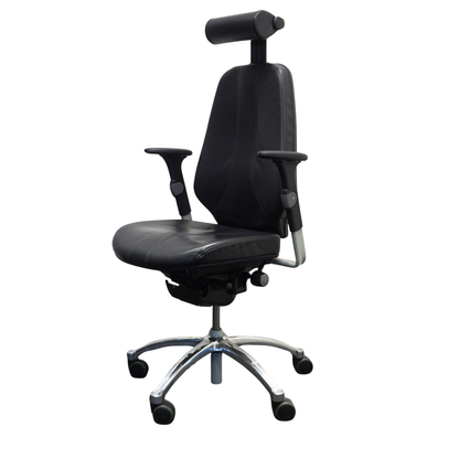RH Logic 400 Bureaustoelen | Zwart Leer | Hoofdsteun