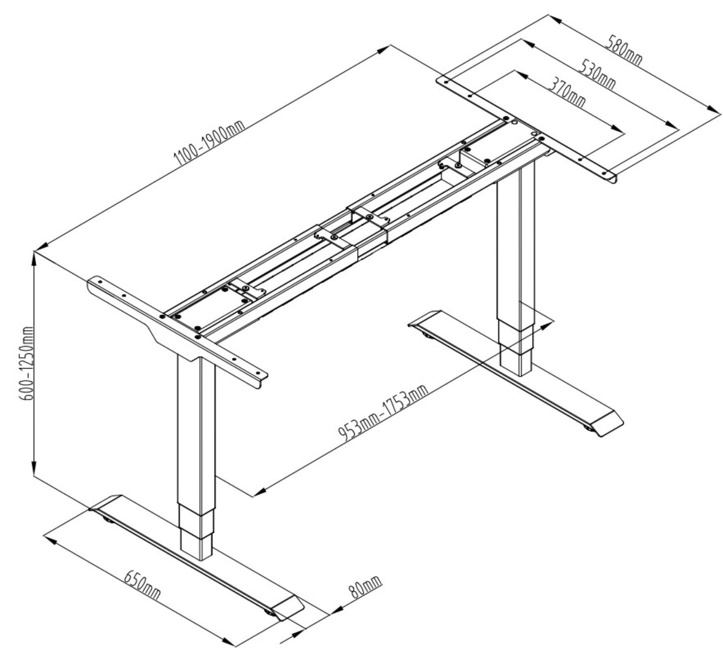 Zit-sta Frame ES Line  | 2 Motorig Elektrisch Frame  | 60 - 125 cm | Diverse Kleuren