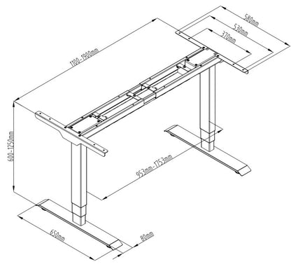 Zit-sta Frame ES Line  | 2 Motorig Elektrisch Frame  | 60 - 125 cm | Diverse Kleuren