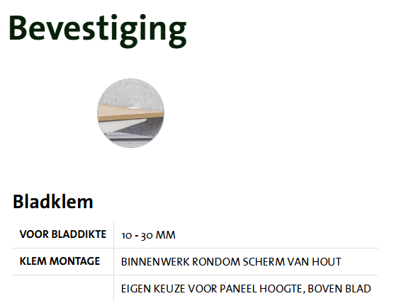 Akoestisch Voorzetscherm | 48 mm | Hoogte 590 mm | Bevestiging Wit