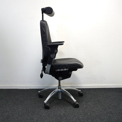 RH Logic 400 Bureaustoelen | Zwart Leer | Hoofdsteun