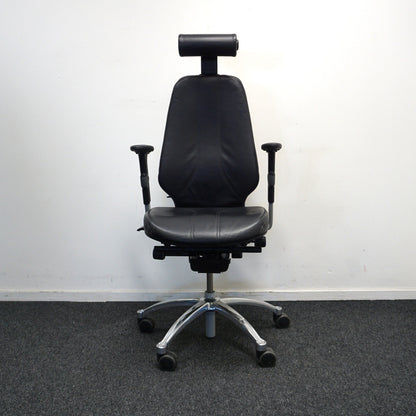 RH Logic 400 Bureaustoelen | Zwart Leer | Hoofdsteun
