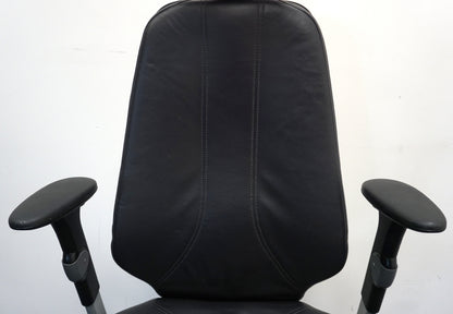 RH Logic 400 Bureaustoelen | Zwart Leer | Hoofdsteun
