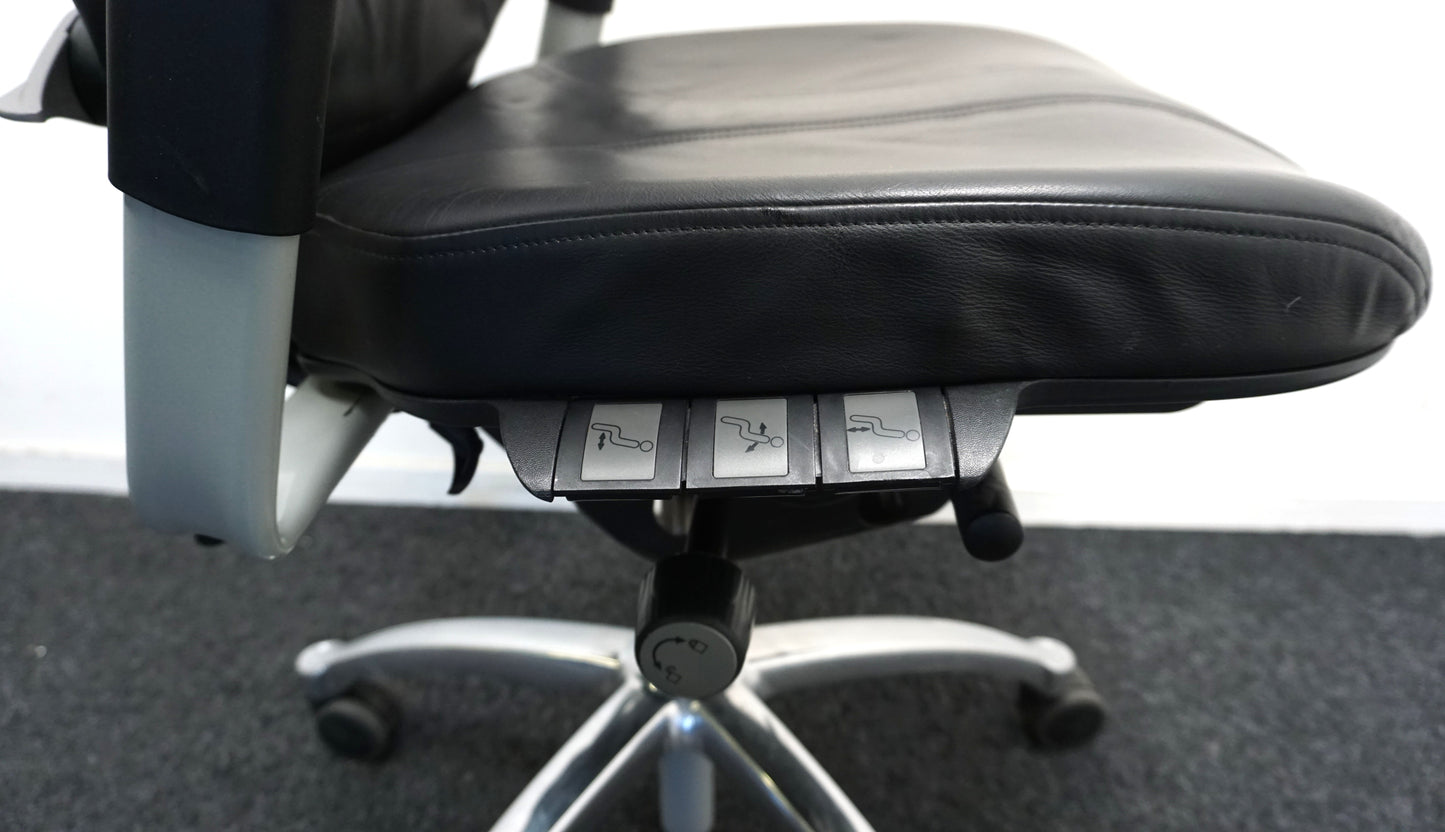 RH Logic 400 Bureaustoelen | Zwart Leer | Hoofdsteun