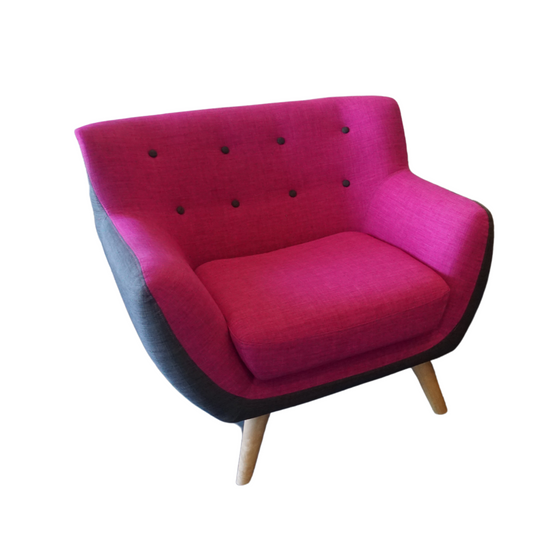 Design Fauteuil | Design Stoel | Fuchsia / Grijs