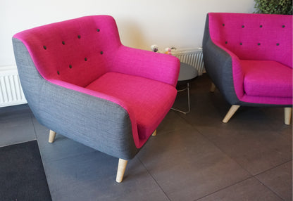 Design Fauteuil | Design Stoel | Fuchsia / Grijs