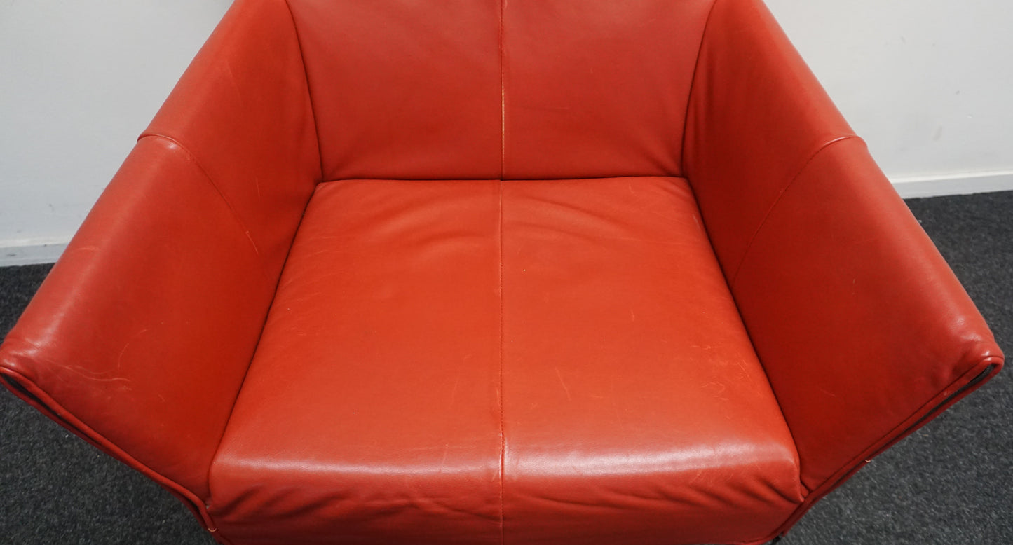 Montis Charly Design Fauteuil | Rood Leer | Verrijdbaar