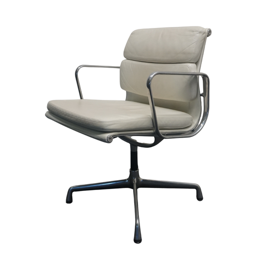 Vitra Eames EA 208 Soft Pad Design Vergaderstoel | Wit Leer