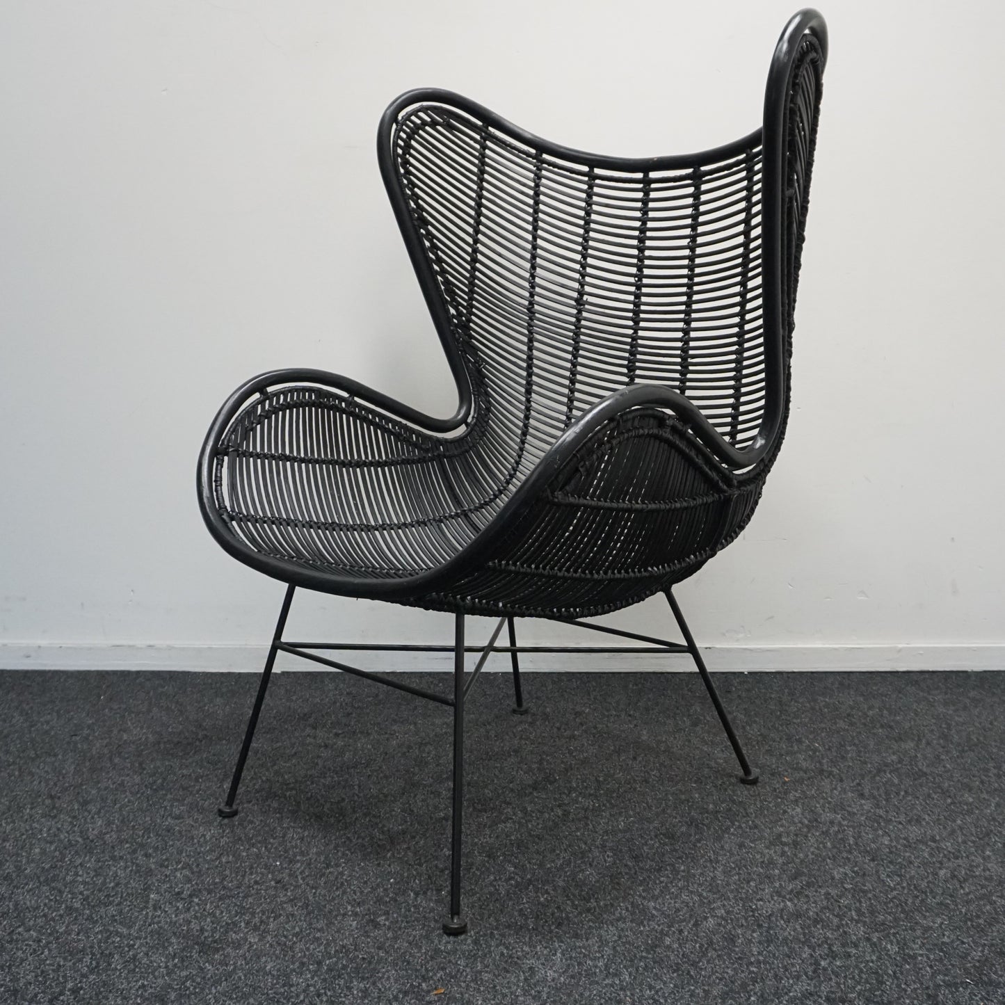 HKliving Rotan Egg chair Design Fauteuil | Zwart