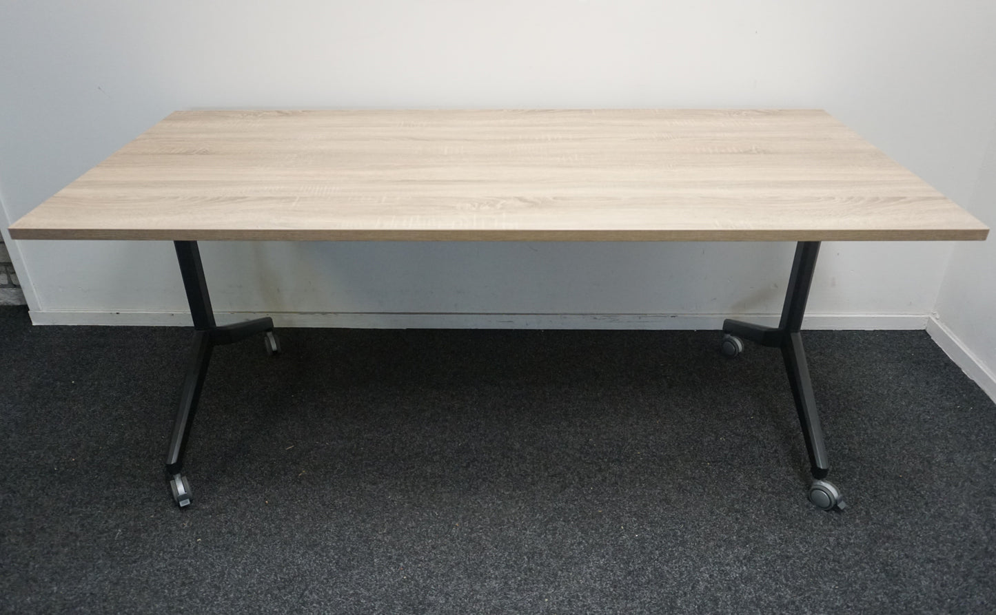 Verrijdbare Klaptafel | 180 x 80 cm | Midden eiken blad