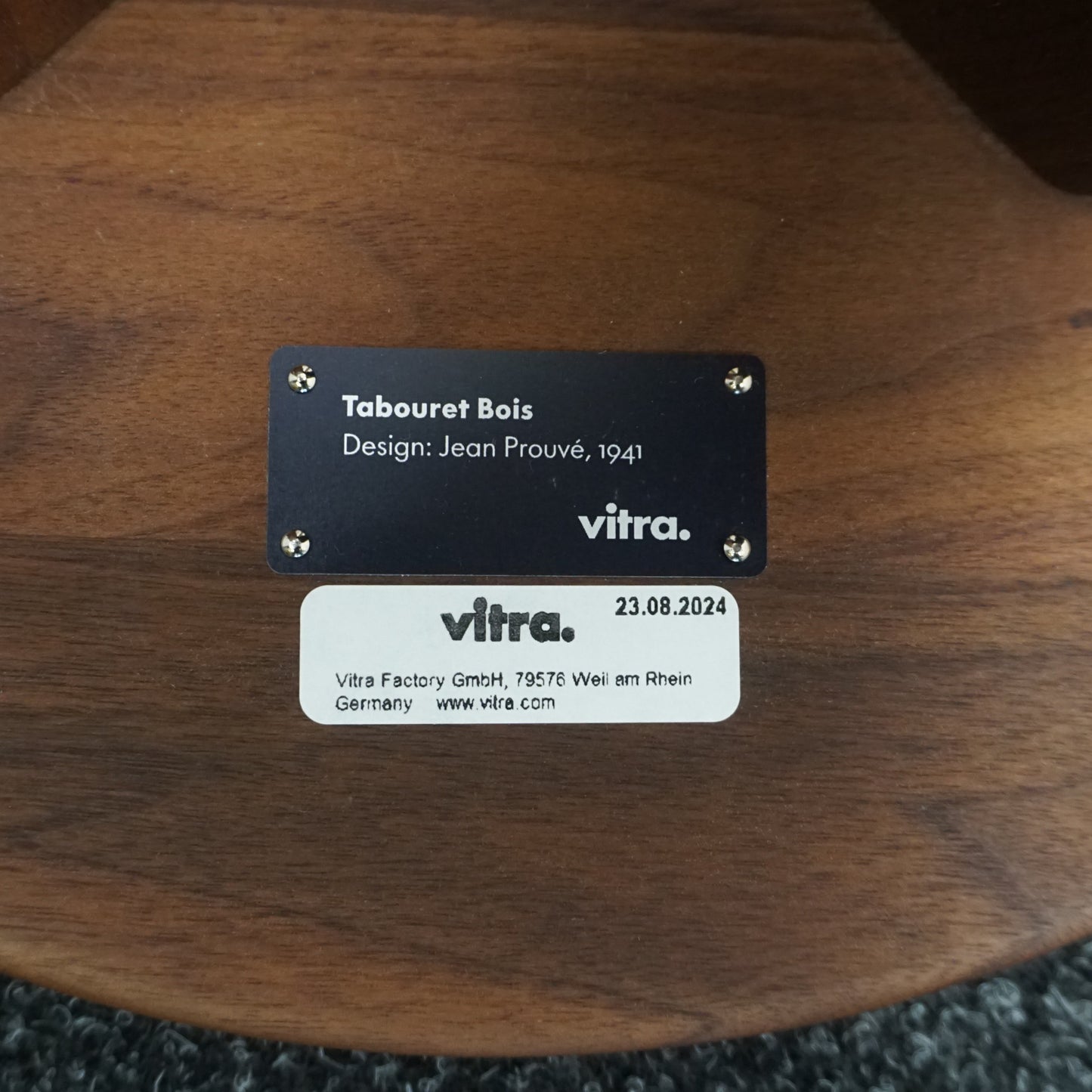 Vitra Jean Prouve Tabouret Bois Design Kruk | Donker Eiken | Zithoogte 45 cm