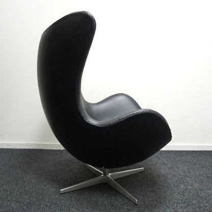 Fritz Hansen Egg Chair Design Fauteuil | Zwart Leer | Nieuwe stof