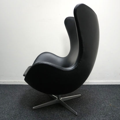 Fritz Hansen Egg Chair Design Fauteuil | Zwart Leer | Nieuwe stof