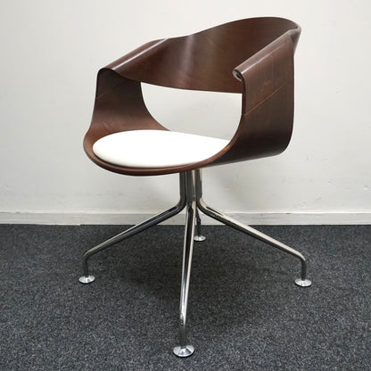 Vepa Embrace Design Stoel | Donkerbruin hout | Wit Leer