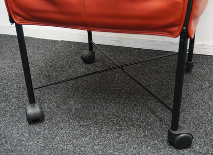 Montis Chaplin Design Stoel | Oranje Leer | Verrijdbaar