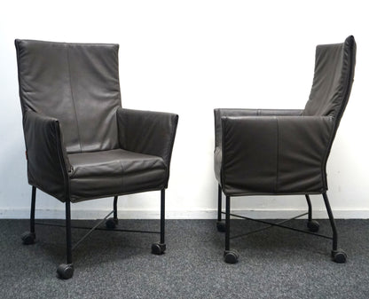 Montis Chaplin Design Stoel | Donkerbruin Leer | Verrijdbaar