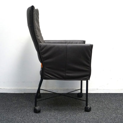 Montis Chaplin Design Stoel | Donkerbruin Leer | Verrijdbaar