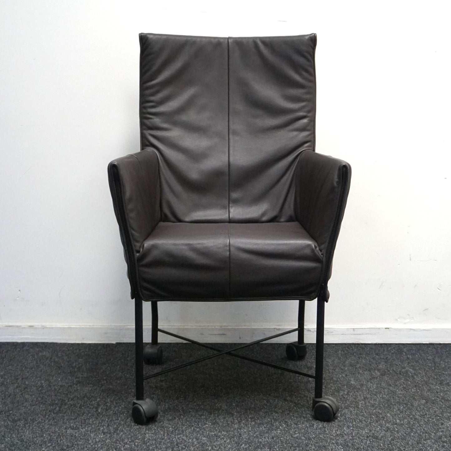 Montis Chaplin Design Stoel | Donkerbruin Leer | Verrijdbaar