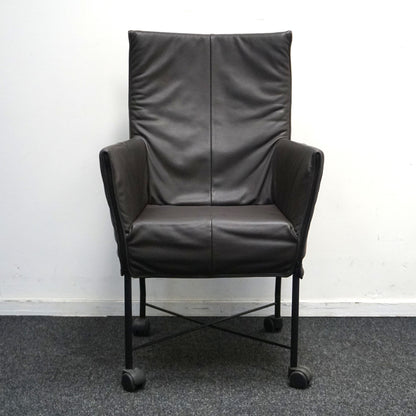 Montis Chaplin Design Stoel | Donkerbruin Leer | Verrijdbaar