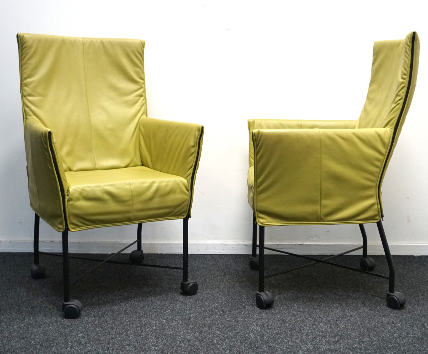 Montis Chaplin Design Stoel | Lime groen Leer | Verrijdbaar