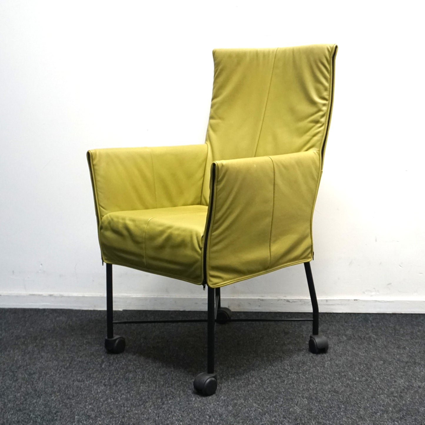 Montis Chaplin Design Stoel | Lime groen Leer | Verrijdbaar