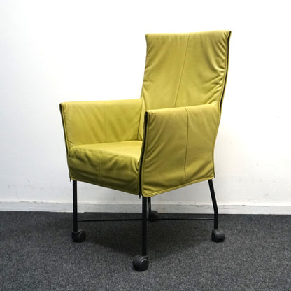 Montis Chaplin Design Stoel | Lime groen Leer | Verrijdbaar