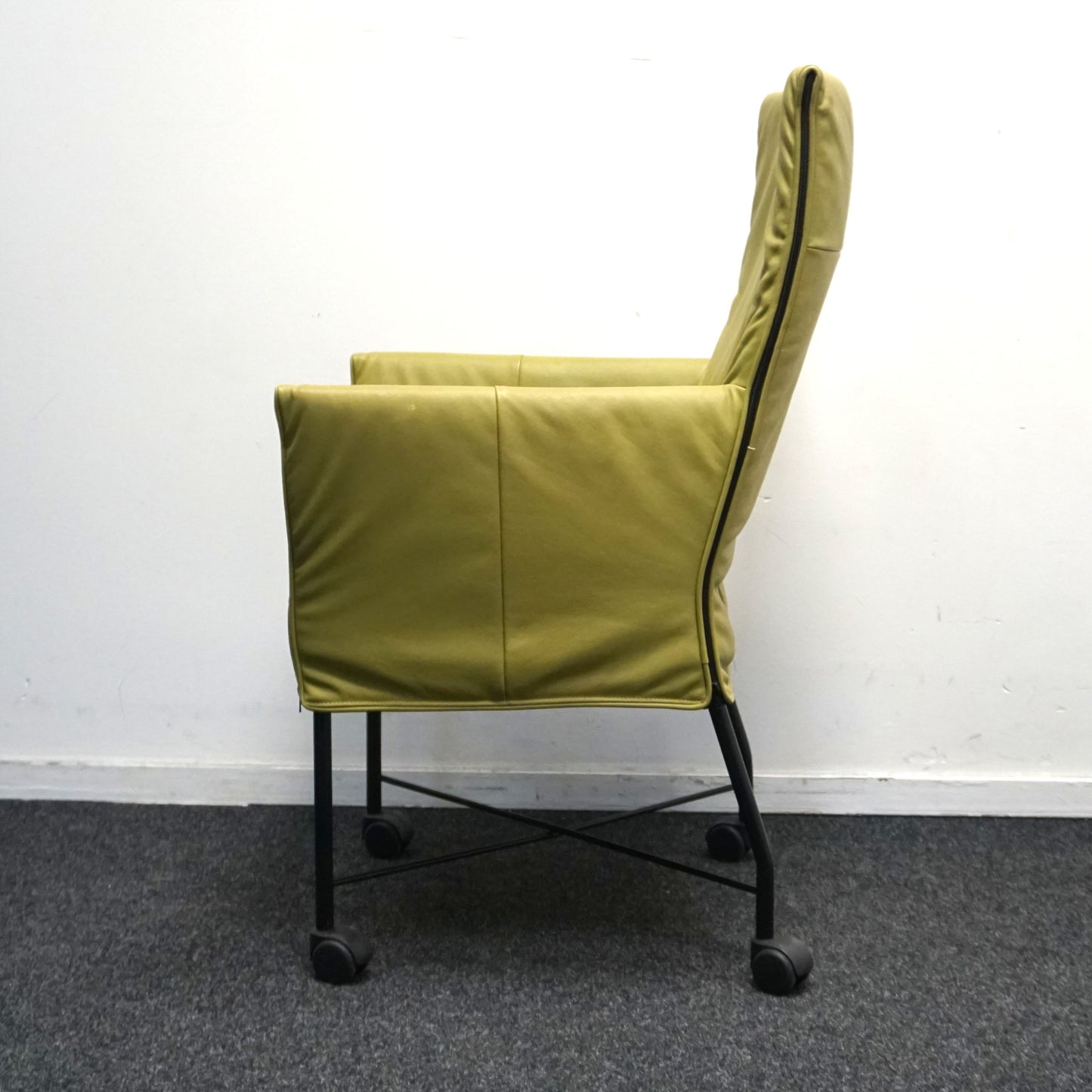 Montis Chaplin Design Stoel | Lime groen Leer | Verrijdbaar