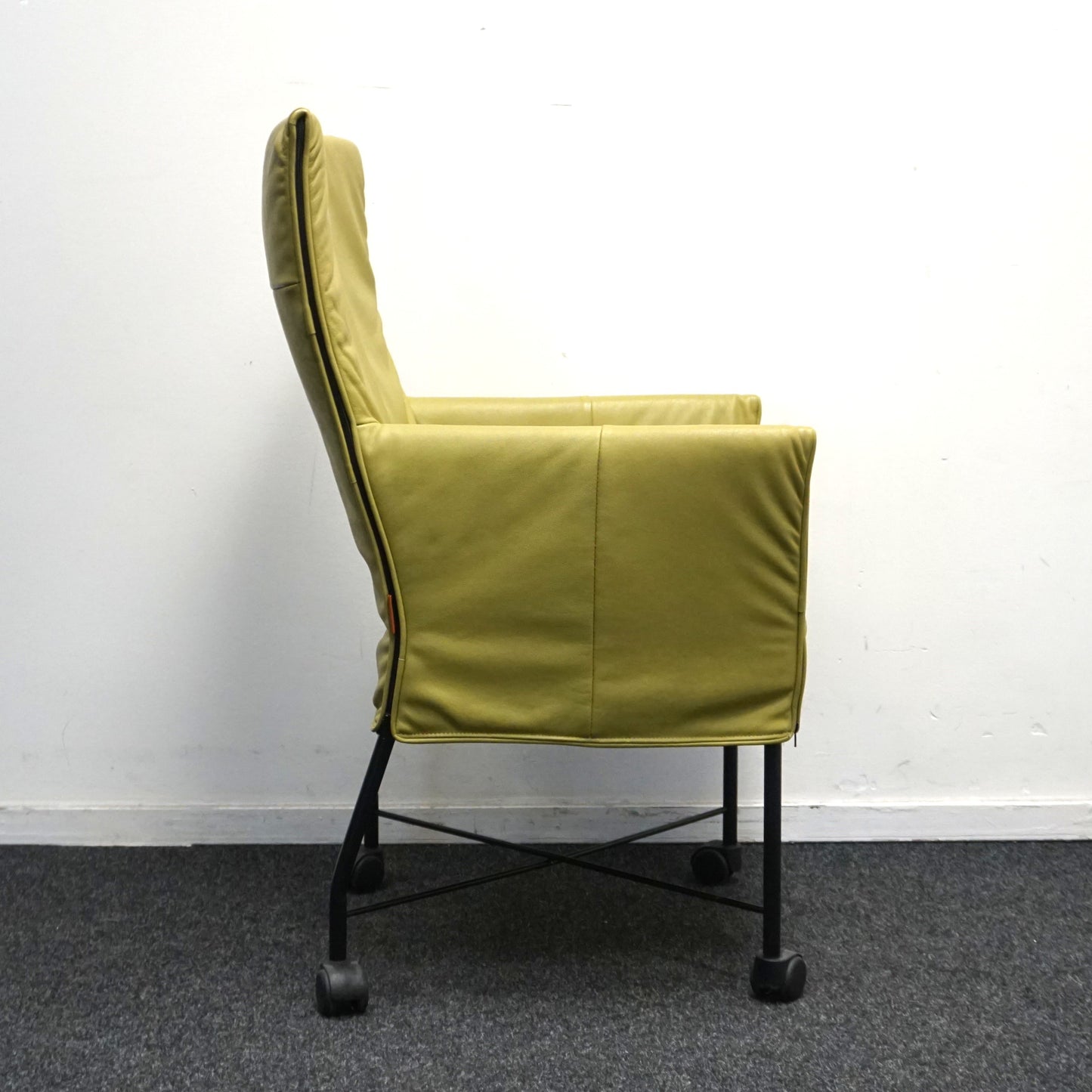 Montis Chaplin Design Stoel | Lime groen Leer | Verrijdbaar