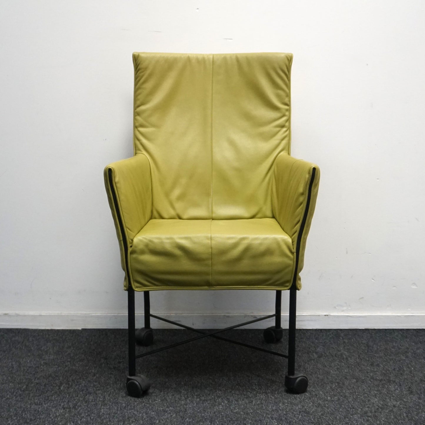 Montis Chaplin Design Stoel | Lime groen Leer | Verrijdbaar