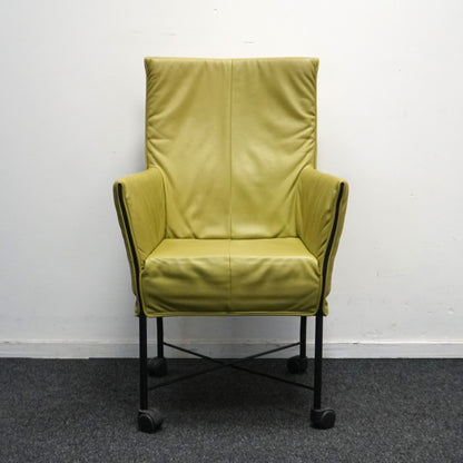 Montis Chaplin Design Stoel | Lime groen Leer | Verrijdbaar