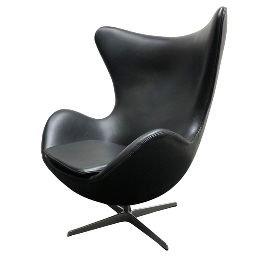 Fritz Hansen Egg Chair Design Fauteuil | Zwart Leer | Nieuwe stof