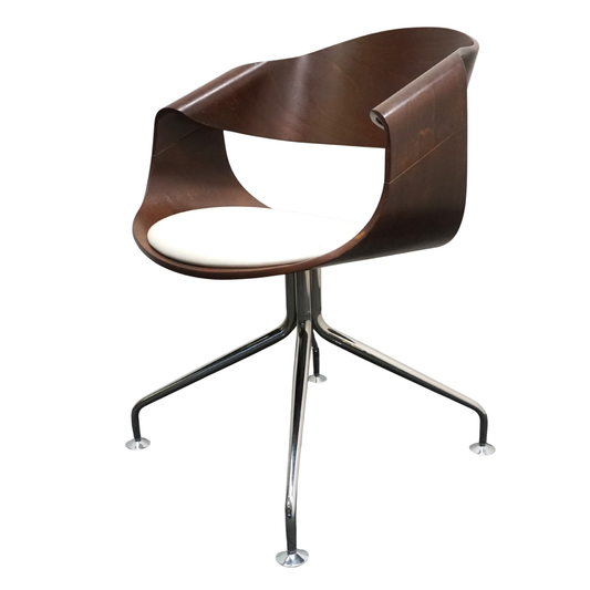 Vepa Embrace Design Stoel | Donkerbruin hout | Wit Leer