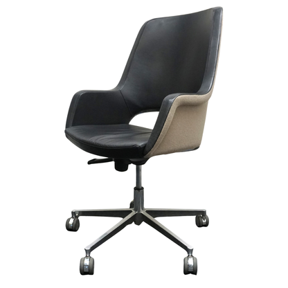 Mpiu Juliette J101 Design Vergaderstoel | Zwart Leer / Beige stof