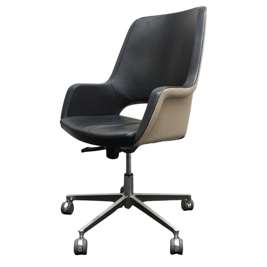 Mpiu Juliette J101 Design Vergaderstoel | Zwart Leer / Beige stof