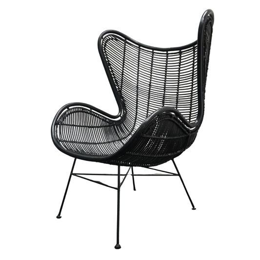 HKliving Rotan Egg chair Design Fauteuil | Zwart