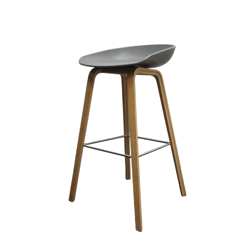 HAY About a Stool AAS32 Design Barkruk | Grijs / Eiken | Zithoogte 75 cm
