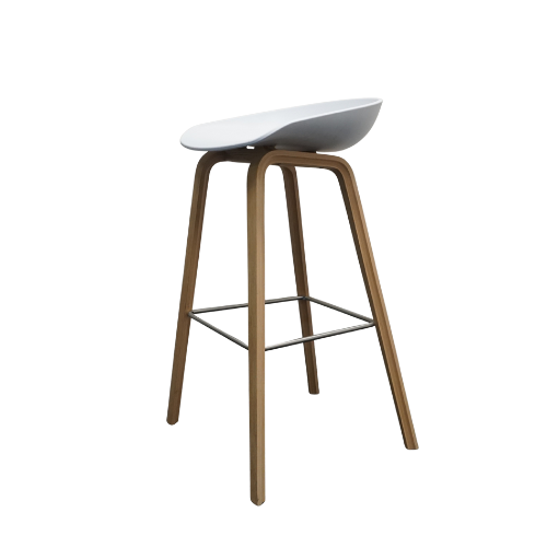HAY About a Stool AAS32 Design Barkruk | Wit / Eiken | Zithoogte 75 cm